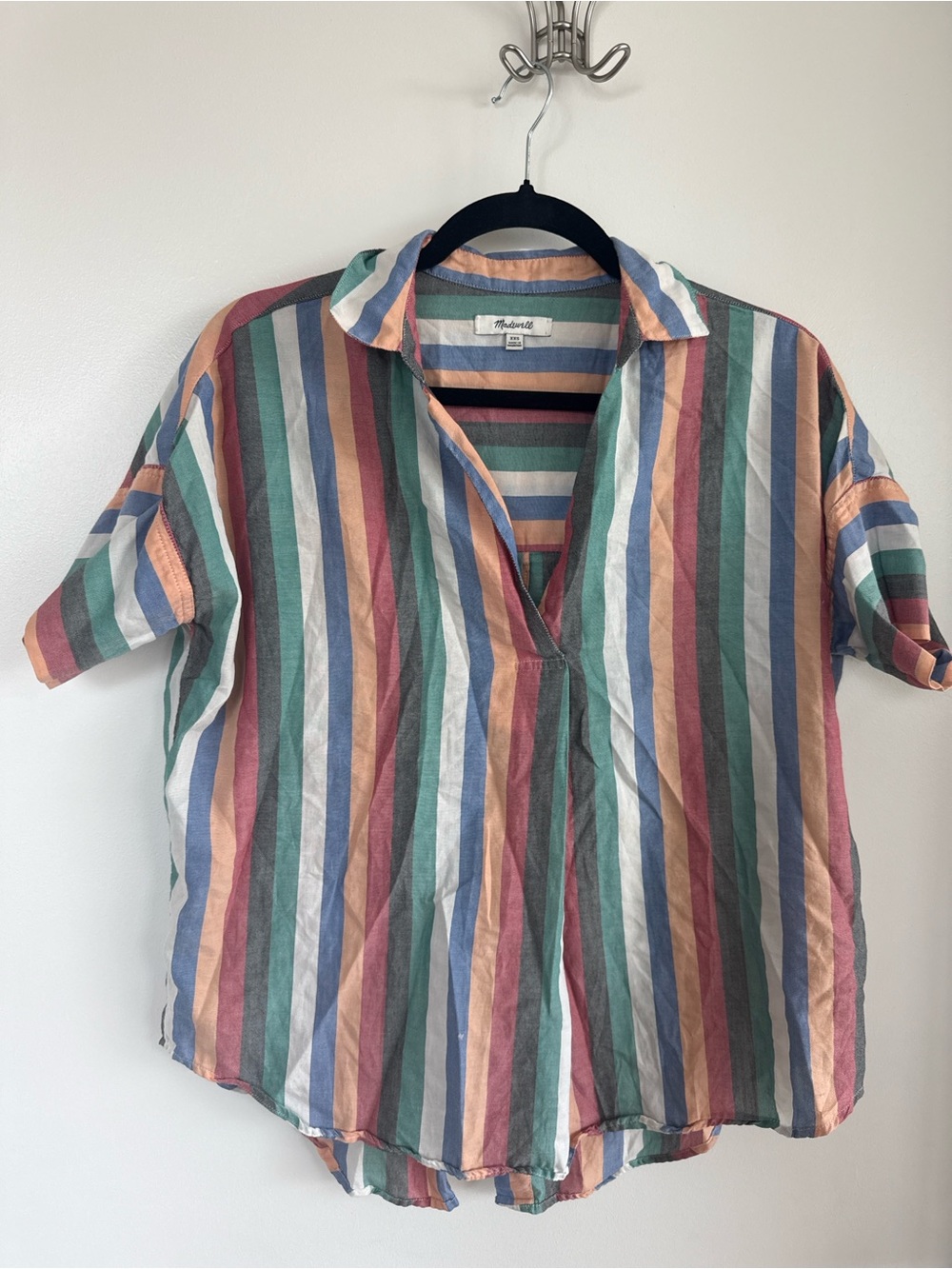 Madewell Multicolor Vertical Stripe Short-Sleeve Button-Down Shirt